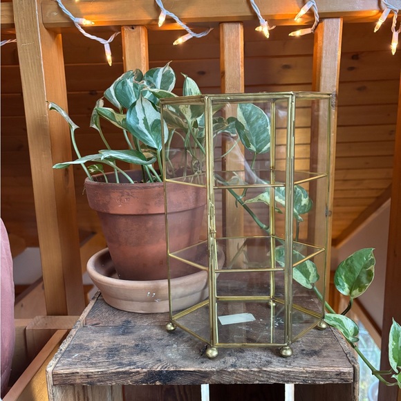 Vintage Glass Display Case with Metal Accents - Picture 2 of 12